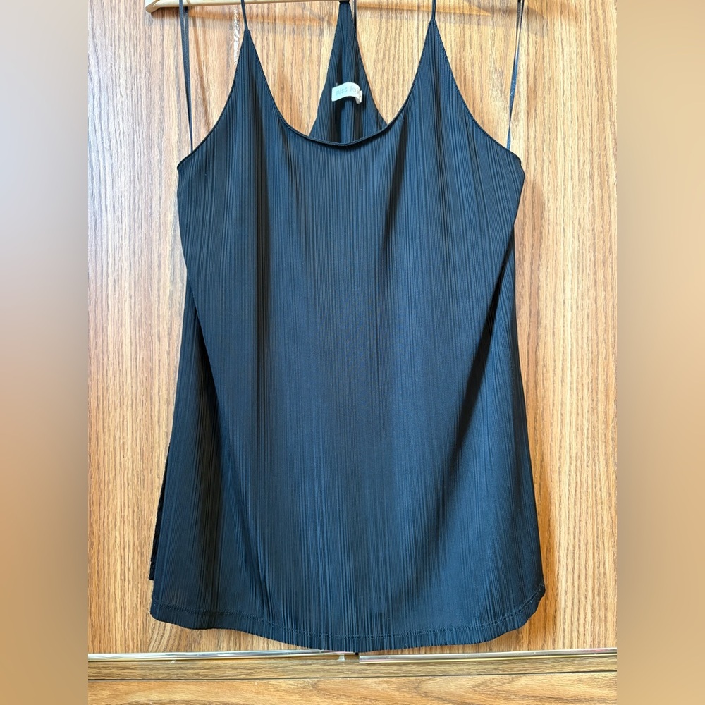 Black Ribbed Slim-Strap Cami by
